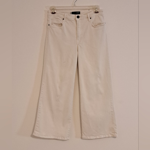 Kut from the Kloth White Slightly Cropped Wide Leg Jeans Misses Size 10 - Picture 3 of 10